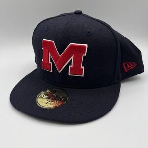 Ole Miss Rebels Hat Cap New Era Fitted Mens 7 3/4‎ Blue NCAA Baseball 59FIFTY